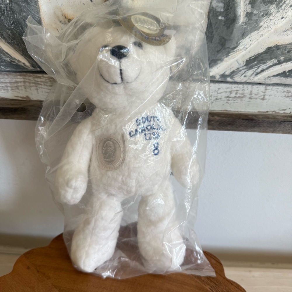 2000 White Plush Bear South Carolina Quarter Bear NIB